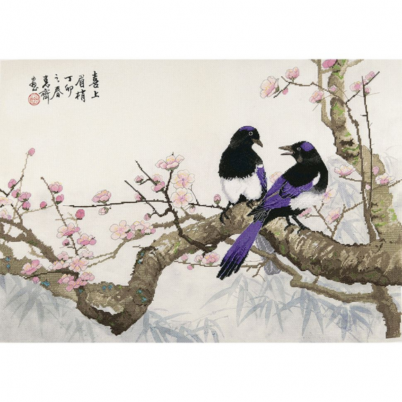 Набор для вышивания крестом XIU CRAFTS арт.2030801 Сороки на сливовом дереве 46х66 см