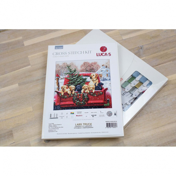 Набор для вышивания LUCA-S арт. BU5009 GOLD - Грузовик с Лабрадорами 32х31 см