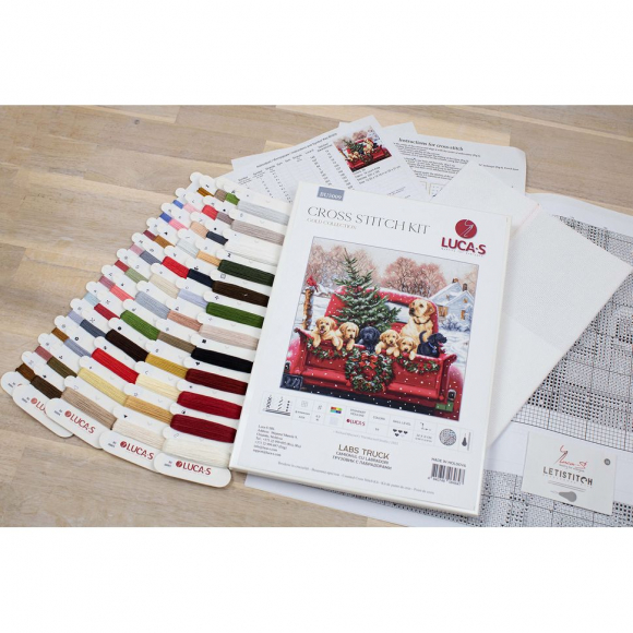 Набор для вышивания LUCA-S арт. BU5009 GOLD - Грузовик с Лабрадорами 32х31 см