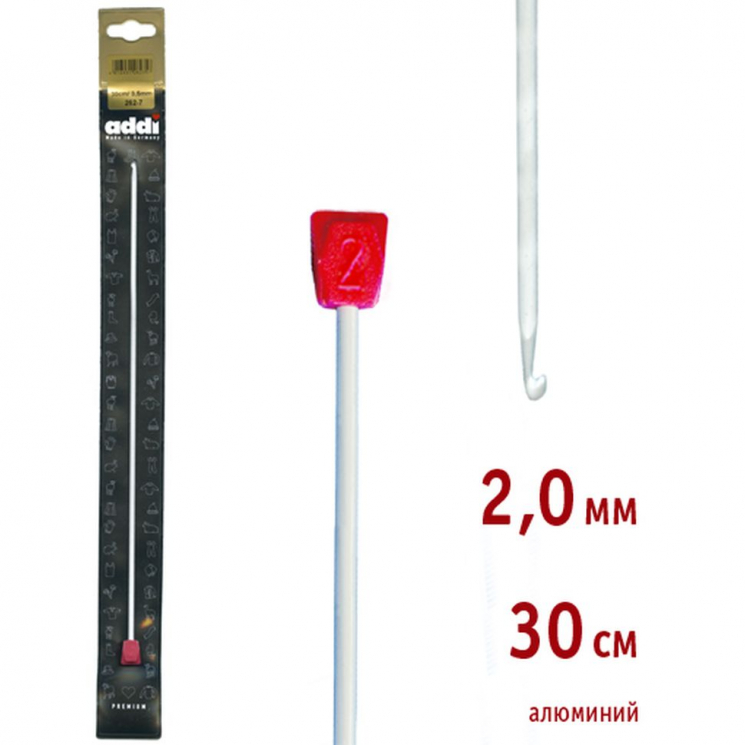 Крючок вязальный "Тунисский" алюминий addiTun tunesische №2 30 см