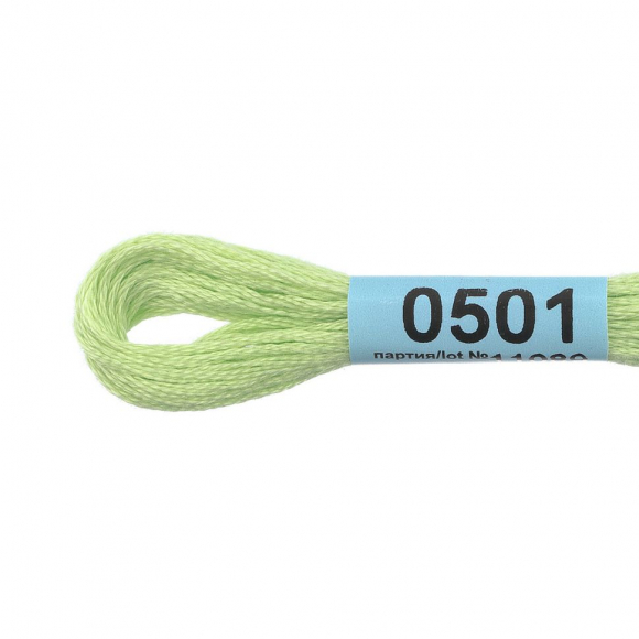 Нитки для вышивания Gamma мулине (0207-0819) 100% хлопок 24 x 8 м цв.0501 св.салатовый