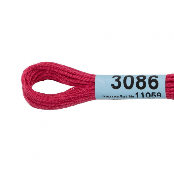 Нитки для вышивания Gamma мулине (3071-3172) 100% хлопок 24 x 8 м цв.3086 гр.малиновый