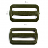 Пряжка регулятор двухщелевая 40мм TN40А цв.темный хаки нагрузка 80 кг уп.200 шт