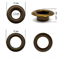 Люверсы латунь New Star №5 (? 7,3мм, h 5,41мм) цв. антик уп. 1000шт