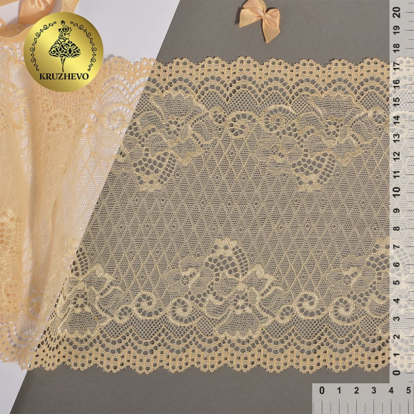 Кружево-стрейч KRUZHEVO арт.TBY.Y146 шир.175мм цв.бежевый уп.10м