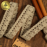 Кружево хлопковое KRUZHEVO 18мм арт.TR.1006 цв.186 лен, уп.20м