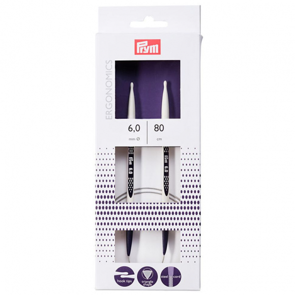 215808 PRYM Спицы круговые для вязания Ergonomics 6,0мм/80см, high-tech полимер 215808 PRYM Спицы круговые для вязания Ergonomics 6,0мм/80см, high-tech полимер