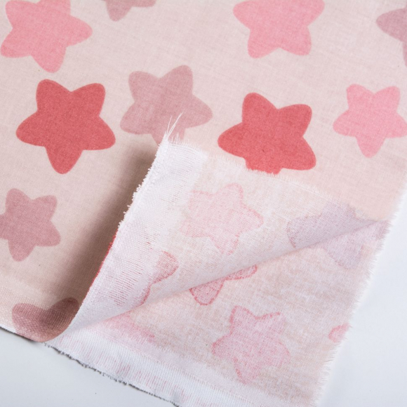 Ткань ранфорс Звезды, арт.WH 4898-v19, 130г/м?,100% хлопок, шир.240см, цв.пыльная роза/розовый, уп.3м