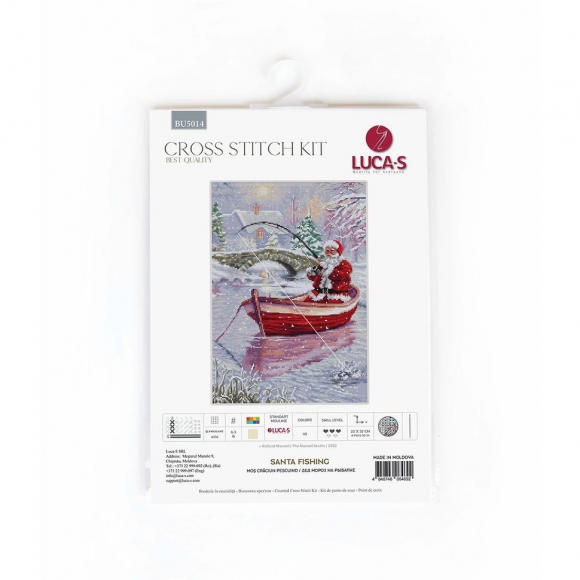 Набор для вышивания LUCA-S арт. BU5014 - Дед Мороз на рыбалке 22х32 см