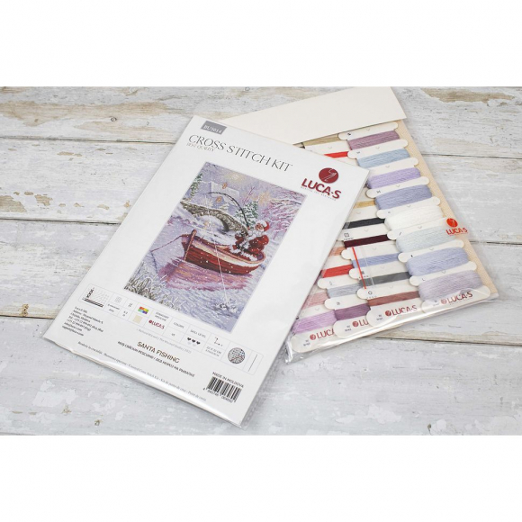 Набор для вышивания LUCA-S арт. BU5014 - Дед Мороз на рыбалке 22х32 см