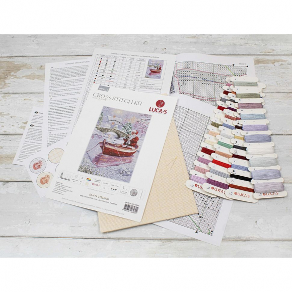 Набор для вышивания LUCA-S арт. BU5014 - Дед Мороз на рыбалке 22х32 см