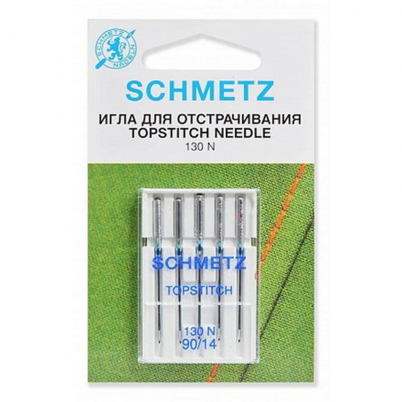 Иглы для бытовых швейных машин Schmetz Топ Стич 130/705H NM №90, уп.5 игл