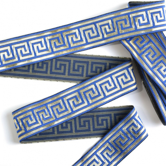 Лента отделочная жаккардовая арт.TBY.1905-2 шир.30 мм цв.синий уп.8,2 м