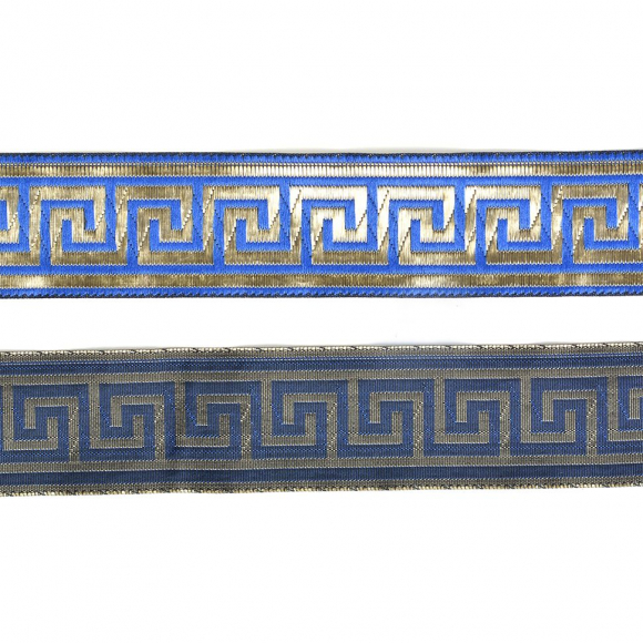 Лента отделочная жаккардовая арт.TBY.1905-2 шир.30 мм цв.синий уп.8,2 м