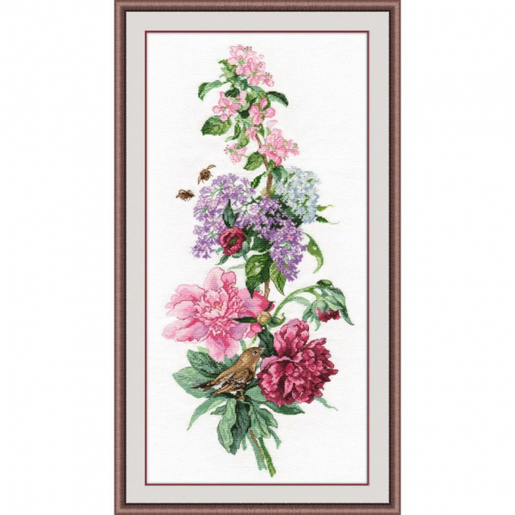 Набор для вышивания ОВЕН арт. 1000 Цветочная композиция. Пионы 19х44 см Набор для вышивания ОВЕН арт. 1000 Цветочная композиция. Пионы 19х44 см