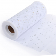 Фатин ср.ж. с блестками в шпульках, 100% ПЭ, арт.TBY.T665 шир.150мм цв.001 белый уп.22,86м