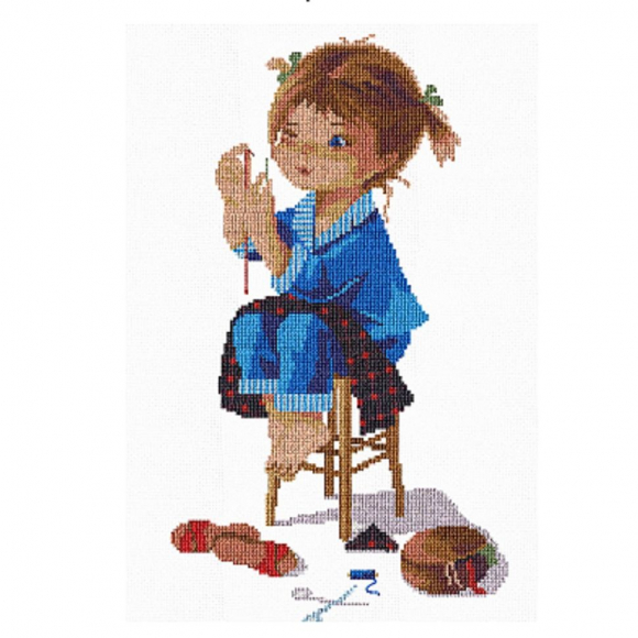 Набор для вышивания мулине НИТЕКС арт.0097 Портниха 20х29 см