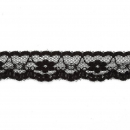 Кружево-трикотаж арт.TBY 179B шир.25мм цв.черный уп.45,7м