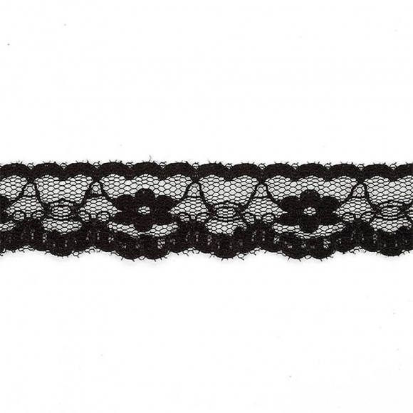 Кружево-трикотаж арт.TBY 179B шир.25мм цв.черный уп.45,7м