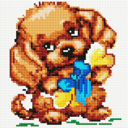 Набор Белоснежка для изготовления картин со стразами арт.БЛ.466-ST-PS Собачка с подарком 20х20 см