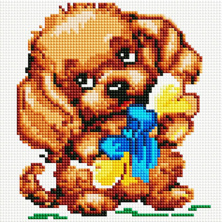 Набор Белоснежка для изготовления картин со стразами арт.БЛ.466-ST-PS Собачка с подарком 20х20 см