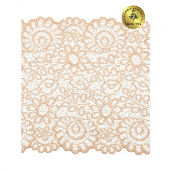 Кружево-стрейч KRUZHEVO арт.TBY.YSTL00839 шир.205мм цв.126 бежевый уп.25м