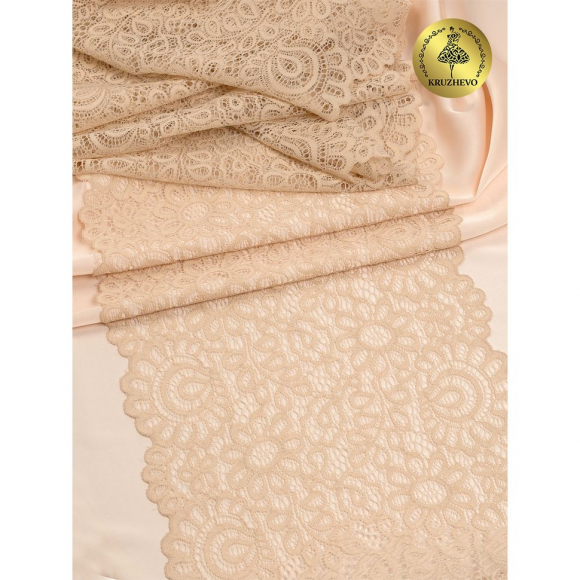 Кружево-стрейч KRUZHEVO арт.TBY.YSTL00839 шир.205мм цв.126 бежевый уп.25м