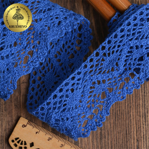 Тесьма вязаная KRUZHEVO 45мм TBY-5235 цв.37 синий уп.10м