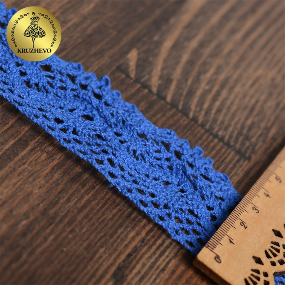 Тесьма вязаная KRUZHEVO 45мм TBY-5235 цв.37 синий уп.10м