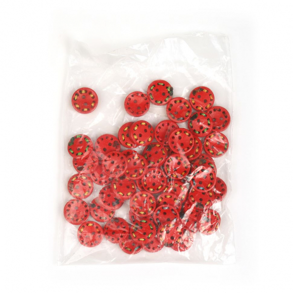 Пуговицы деревянные TBY.M505 цв.красный 24L-15мм, 2 прокола, 50 шт