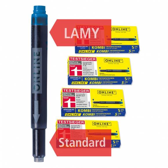 189539_Картридж "Combi Ink Cartridge" для перьевой ручки, 76 мм, цвет синий, в комплекте 20 шт.