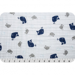 Ткань для пэчворка PEPPY Embrace (марлевка) 120 г/м? 100% хлопок цв.whales cobalt уп.100х125 см