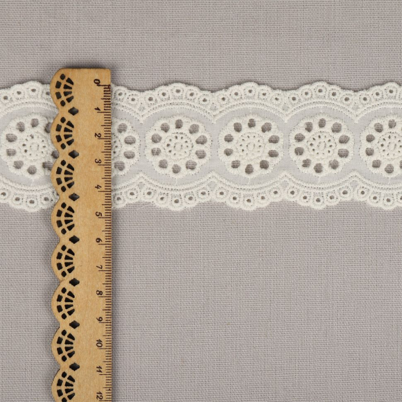 Кружево шитье хлопок KRUZHEVO арт.TBY.1137 шир.45мм цв.F102 молочный, уп.13,71м