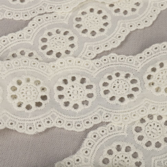 Кружево шитье хлопок KRUZHEVO арт.TBY.1137 шир.45мм цв.F102 молочный, уп.13,71м