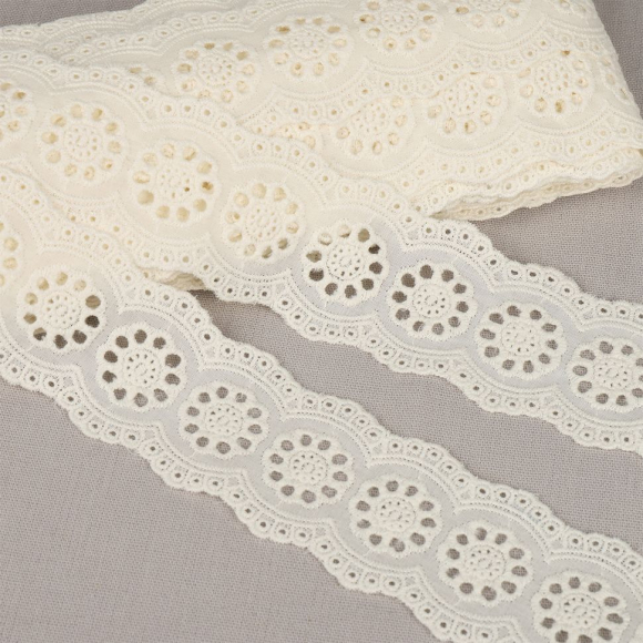 Кружево шитье хлопок KRUZHEVO арт.TBY.1137 шир.45мм цв.F102 молочный, уп.13,71м
