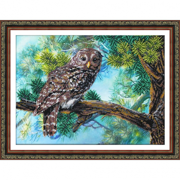 Набор для вышивания бисером ПАУТИНКА арт.Б-1473 Серая сова 38х28 см