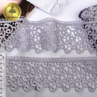 Кружево гипюр KRUZHEVO арт.TR.8G8386 шир.80мм цв.07 св.серый уп.9м
