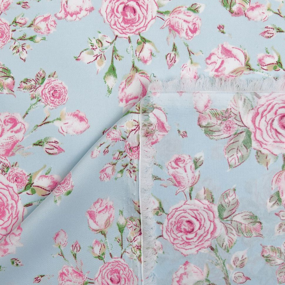 Ткань шелк Армани 90 г кв.м 97% полиэстер, 3% спандекс шир.145см арт.Р.28350.01 цв.01 голубой рул.30м