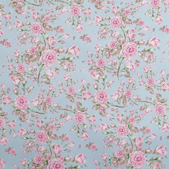 Ткань шелк Армани 90 г кв.м 97% полиэстер, 3% спандекс шир.145см арт.Р.28350.01 цв.01 голубой рул.30м