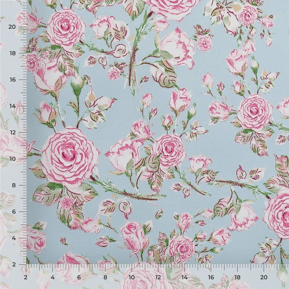 Ткань шелк Армани 90 г кв.м 97% полиэстер, 3% спандекс шир.145см арт.Р.28350.01 цв.01 голубой рул.30м