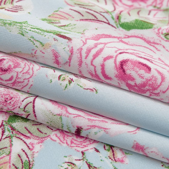 Ткань шелк Армани 90 г кв.м 97% полиэстер, 3% спандекс шир.145см арт.Р.28350.01 цв.01 голубой рул.30м