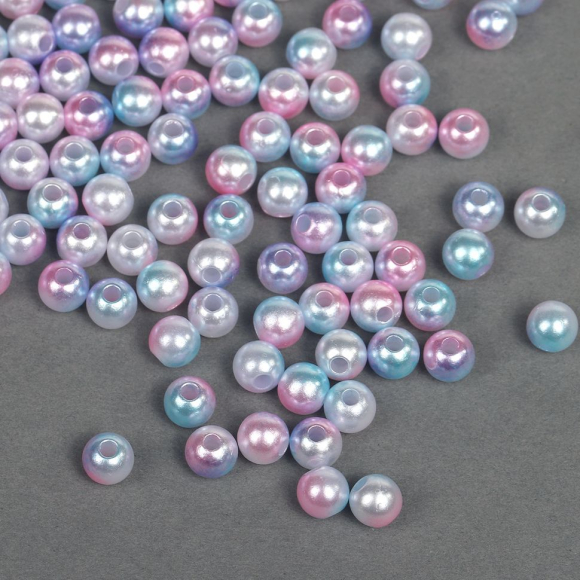 Бусины MAGIC 4 HOBBY круглые перламутр 6мм цв.микс уп.500г