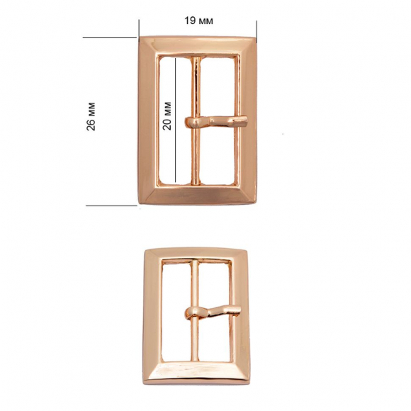 Пряжка металлическая TBY.5444 19х26мм, внутр. размер 20мм цв. золото уп. 10шт