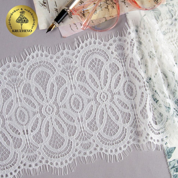 Кружево реснички KRUZHEVO арт.TBY 7538 шир.180мм цв.1 белый уп.15м (по 3м) Кружево реснички KRUZHEVO арт.TBY 7538 шир.180мм цв.1 белый уп.15м (по 3м)