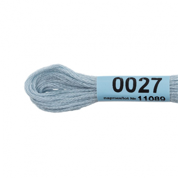 Нитки для вышивания Gamma мулине (3173-6115) 100% хлопок 24 x 8 м цв.0027 св.голубой