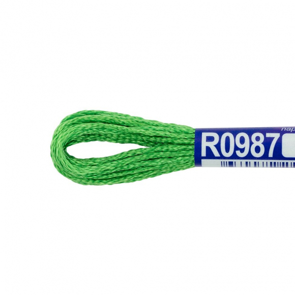 Нитки для вышивания Gamma мулине 100% вискоза 12 x 8 м цв.R0987 зеленый