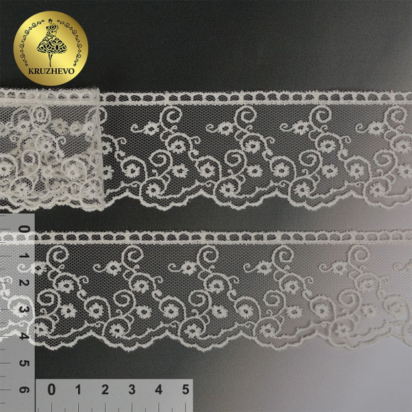 Кружево на сетке KRUZHEVO арт.TR.4886 шир.45мм цв.112 молочный уп.14м Кружево на сетке KRUZHEVO арт.TR.4886 шир.45мм цв.112 молочный уп.14м