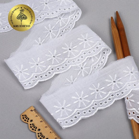 Кружево шитье KRUZHEVO арт.TBY.0342 шир.40мм цв.белый уп.13,71м