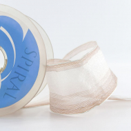 7616_Лента органза с рисунком с проволокой по краю SAFISA, цвет бежевый, 50 мм, 15 м