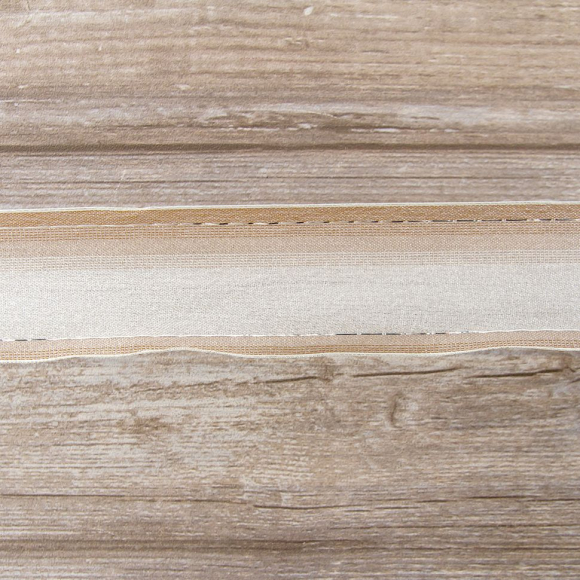 7616_Лента органза с рисунком с проволокой по краю SAFISA, цвет бежевый, 50 мм, 15 м